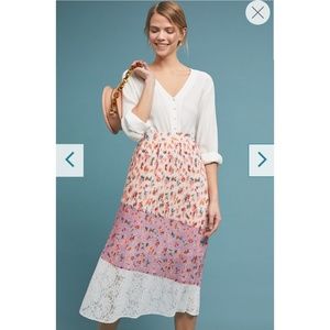 Anthro Pleated Floral Midi Skirt